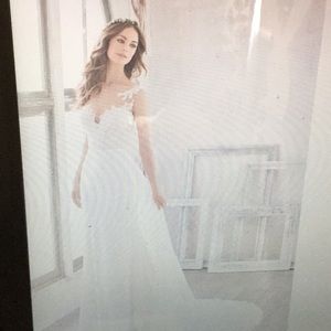 Wedding gown Illusion high neckline crepe skirt